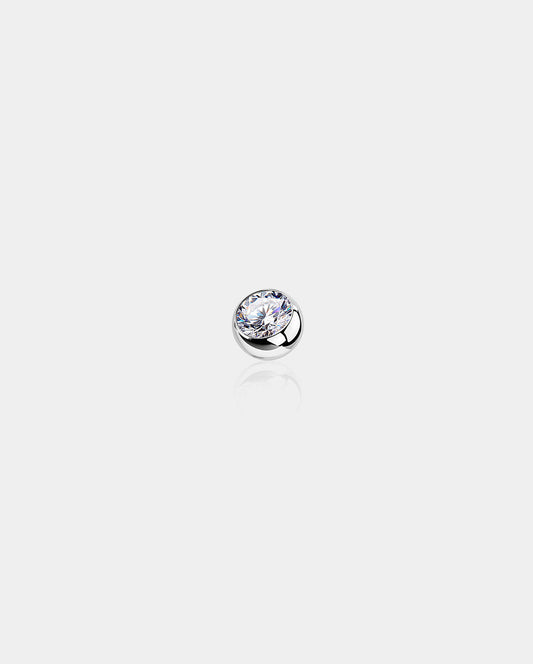 14K White Gold CZ Belly Ring Ball