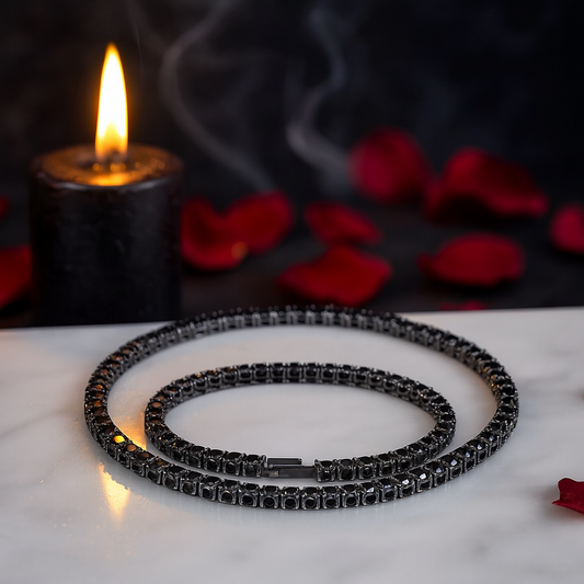 5mm Black Diamond Unisex Gothic Necklace