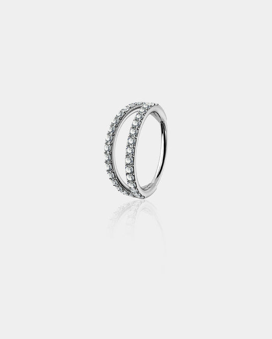 16G Double CZ Hoop Titanium Cartilage Ring