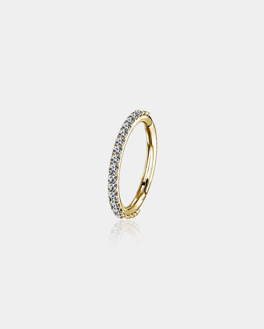 14K Gold CZ Segment Daith Hoop