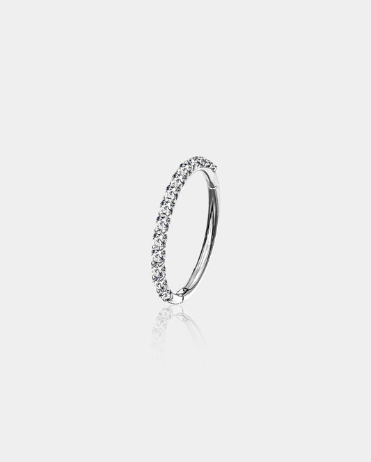 14K White Gold CZ Segment Cartilage Earrings