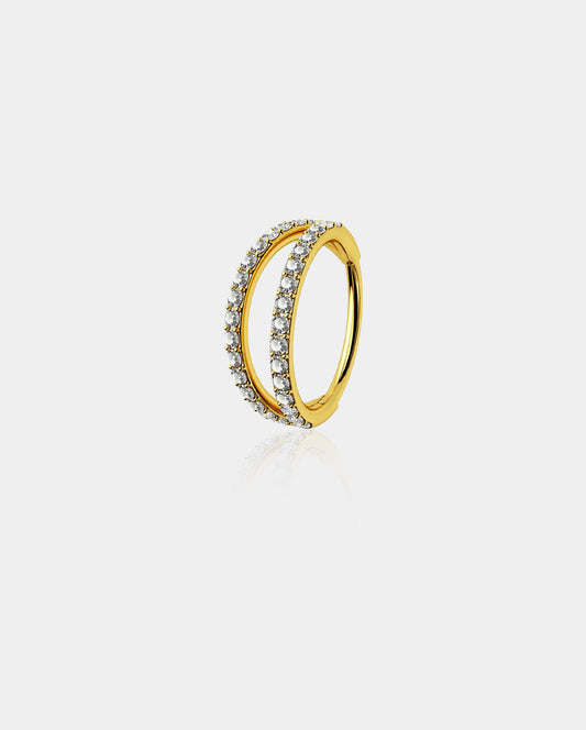 20G Double Hoop CZ Titanium Nose Ring