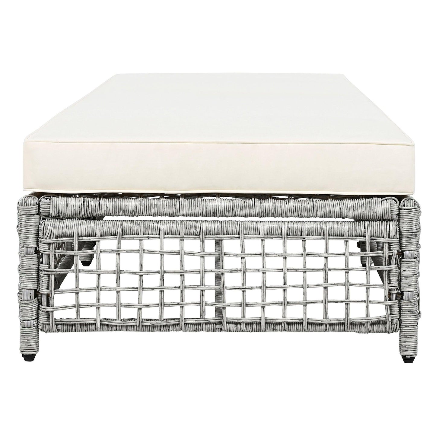 Outdoor Lounge Chair, Patio Chaise Lounge with 5-Position Backrest, Rattan Outdoor Lounge Chair with Cushion and Wheels for Poolside, Backyard, Garden