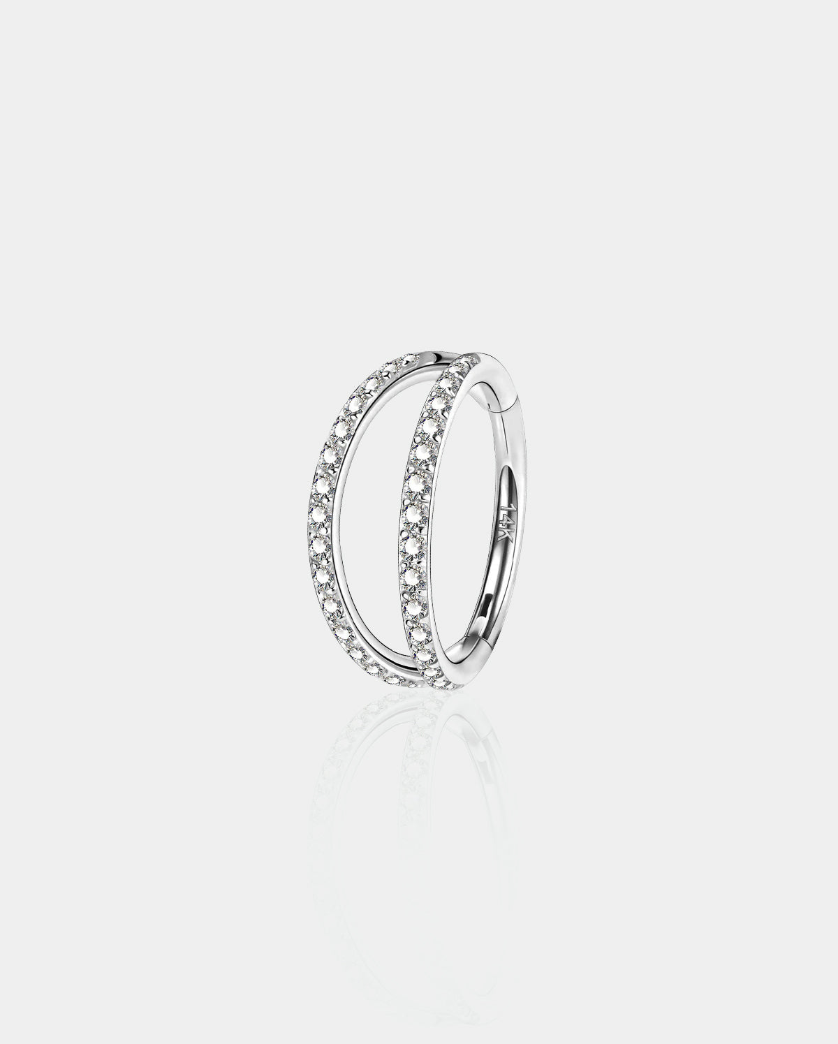 14K White Gold Double Row CZ Helix Earring
