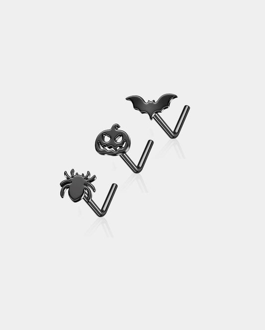 3PCS Bat/Pumpkin/Spider Nose Studs Set