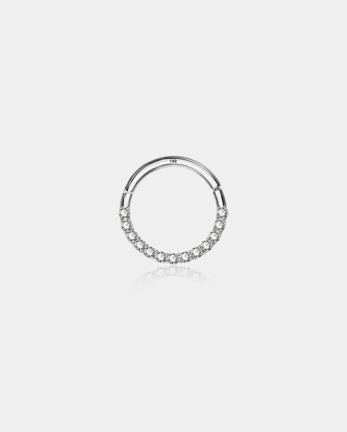 14K White Gold Clear CZ Segment Septum Ring