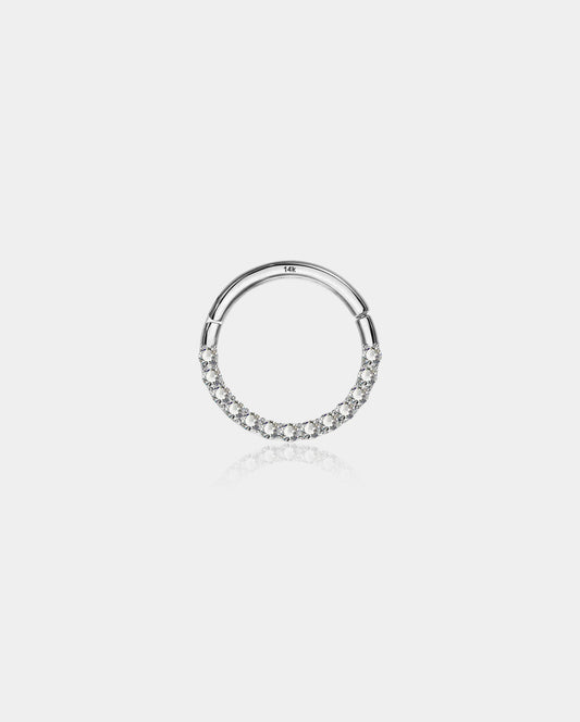 14K White Gold Clear CZ Segment Septum Ring