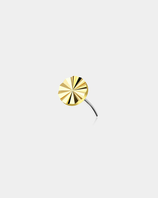 14K Gold Ray of Light Disc Threadless Cartilage Stud