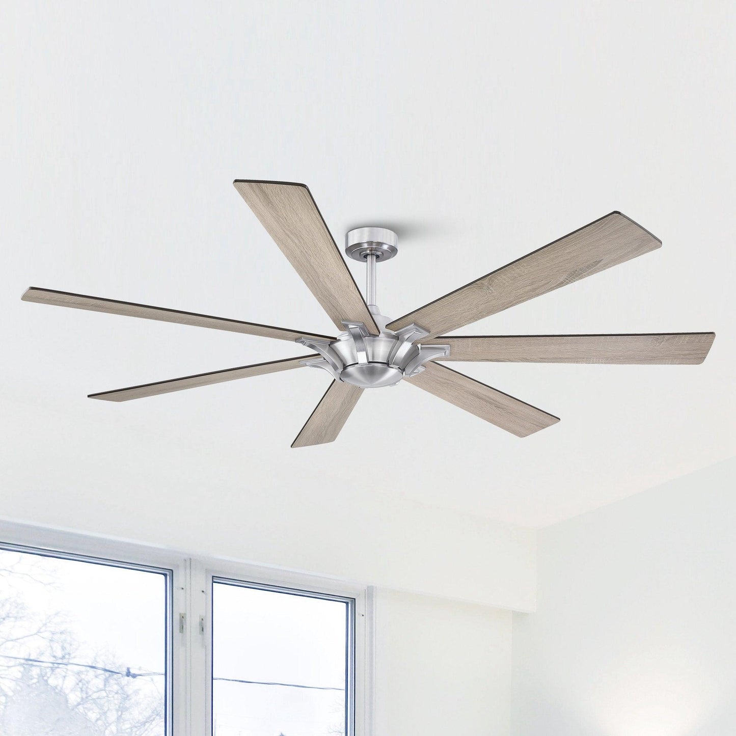 72" Farmhouse DC Motor Brushed Nickel Downrod Mount Reversible Ceiling Fan with Remote Control