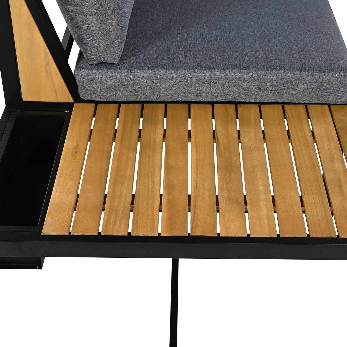 Patio Furniture Set with Loveseats, 4 Pieces Outdoor Sofa Set with Waterproof Cushions, Durable Iron-Wood Design for Garden, Backyard, Poolside