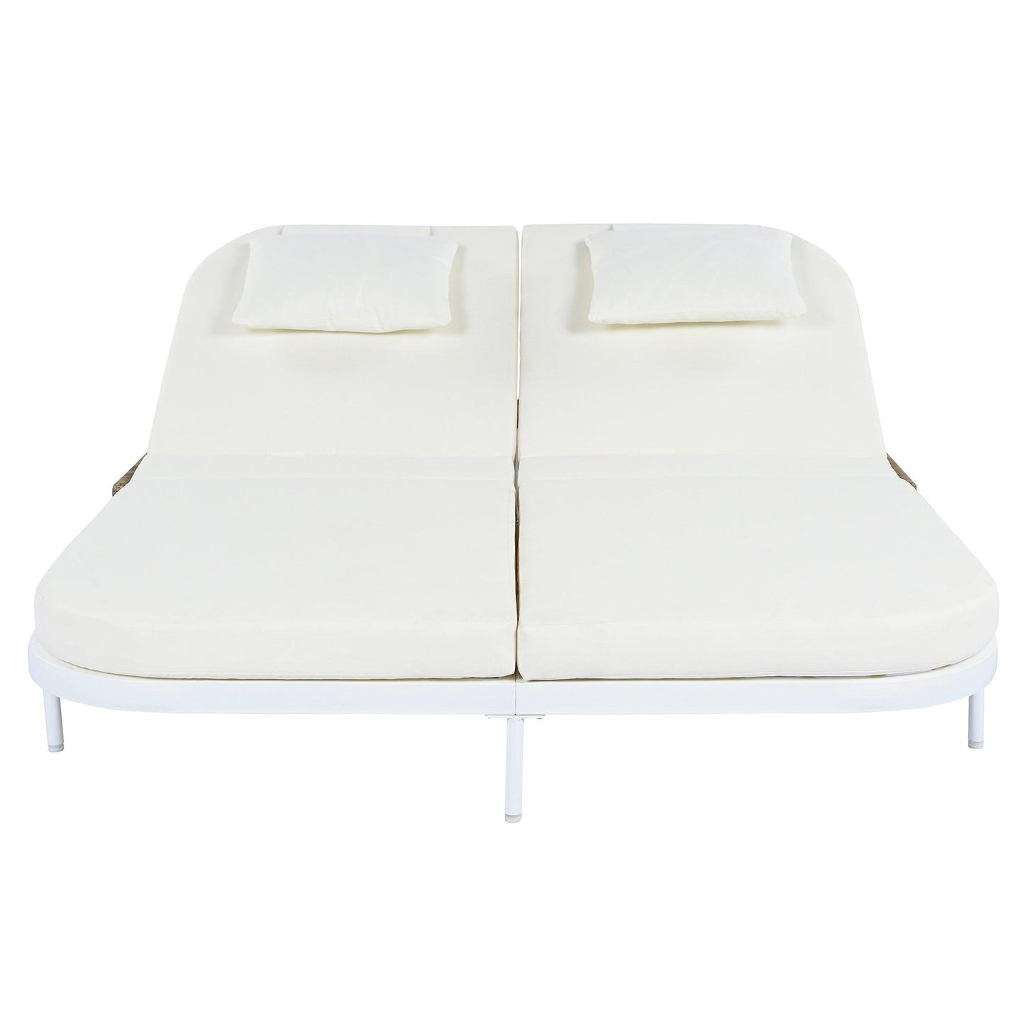 Outdoor Daybed, Patio Rattan Daybed with 5-Position Adjustable Backrest and Removable Cushions & Pillows for Garden, Backyard, Poolside