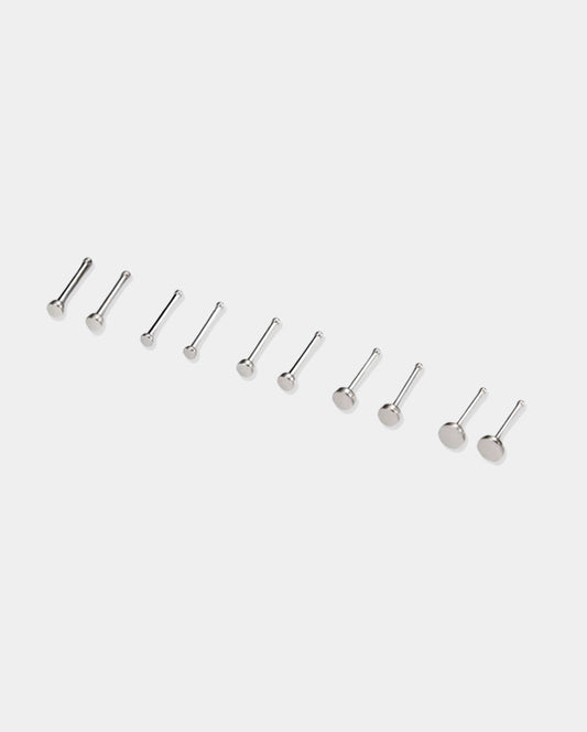 2PCS Flat Top Titanium Nose Stud Set