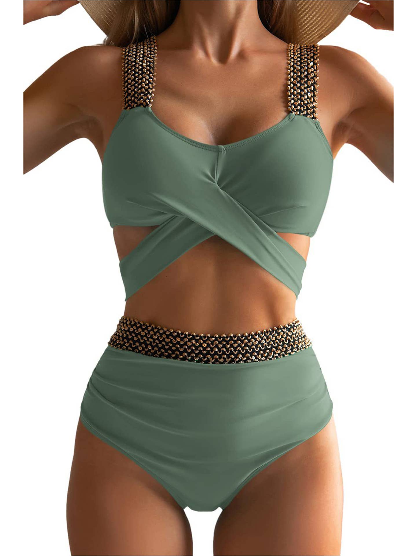 Bikini Split Body Women's Sexy Cross Over Backless Swimsuit