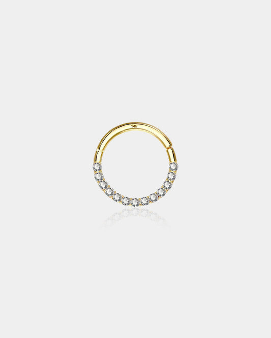 18G 14K Gold Front CZ Segment Septum Ring