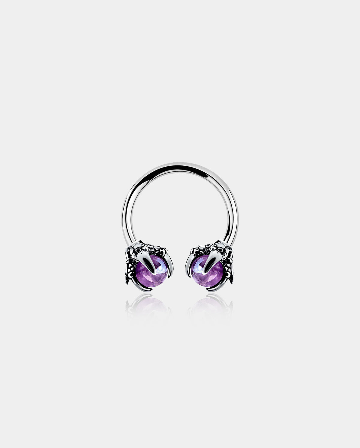 12G Amethyst Dragon Claw Horseshoe Septum Ring