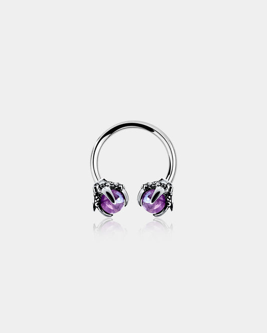 12G Amethyst Dragon Claw Horseshoe Septum Ring