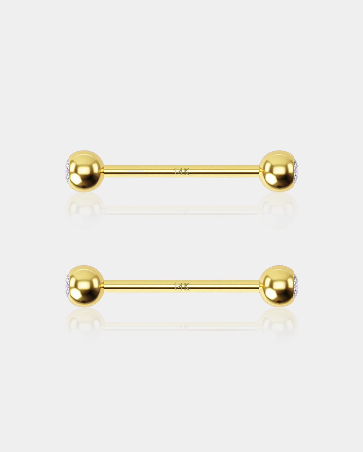 14K Gold CZ Ball Nipple Ring