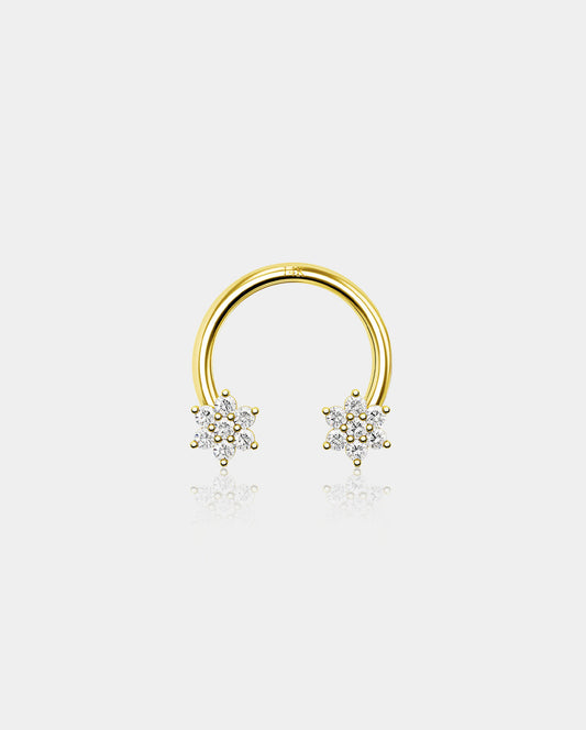14K Gold Flower Horseshoe Septum Ring