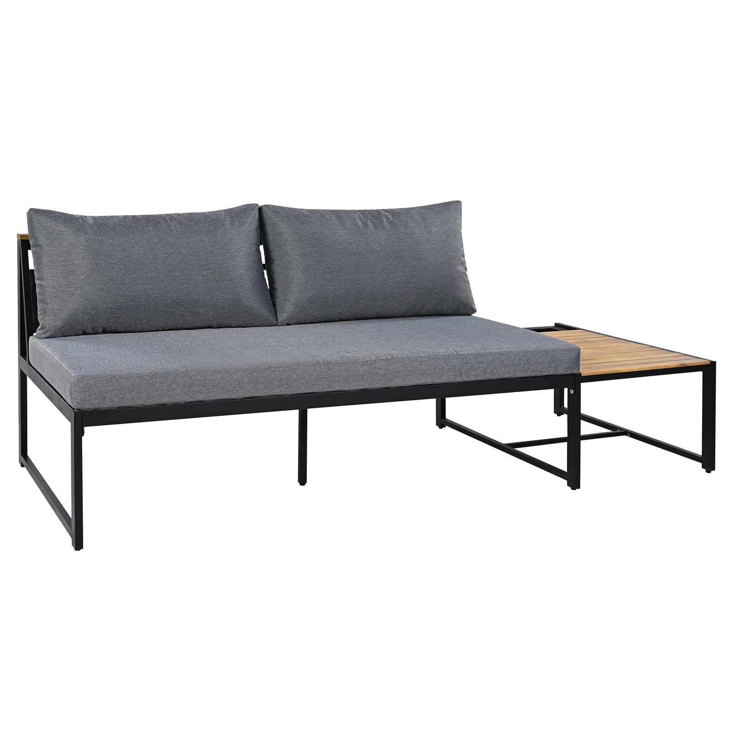 Patio Furniture Set with Loveseats, 4 Pieces Outdoor Sofa Set with Waterproof Cushions, Durable Iron-Wood Design for Garden, Backyard, Poolside