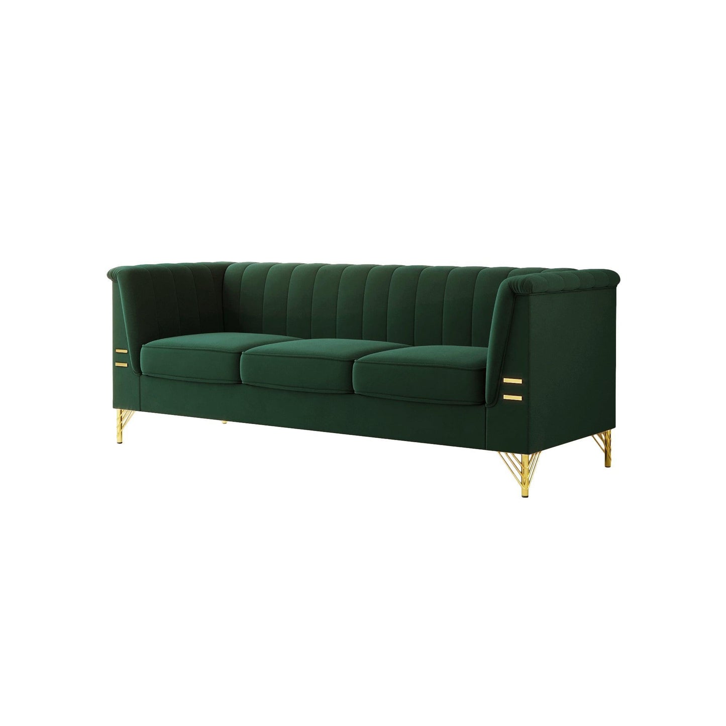 82.67" Modern Chenille Upholstered Couch with Bolster Armrest 3-Seat Sofa for Living Room