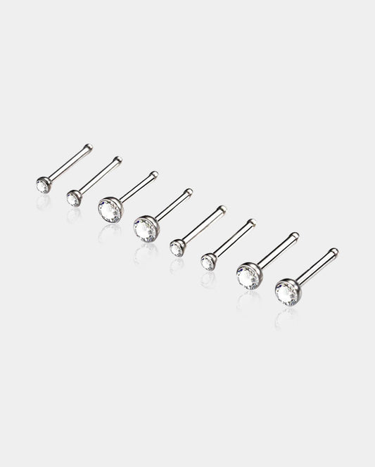 2PCS Titanium CZ Nose Stud Pin