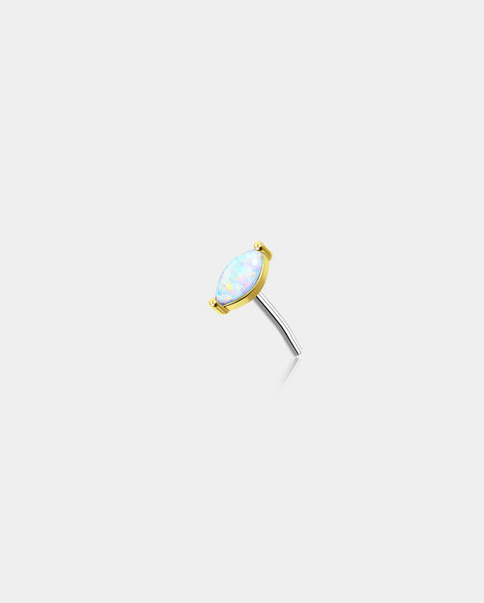 14K Gold Marquise Opal Threadless Nose & Ear Stud