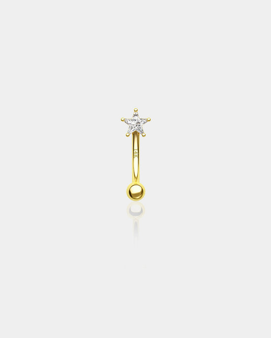 14K Gold Star CZ Eyebrow Earring