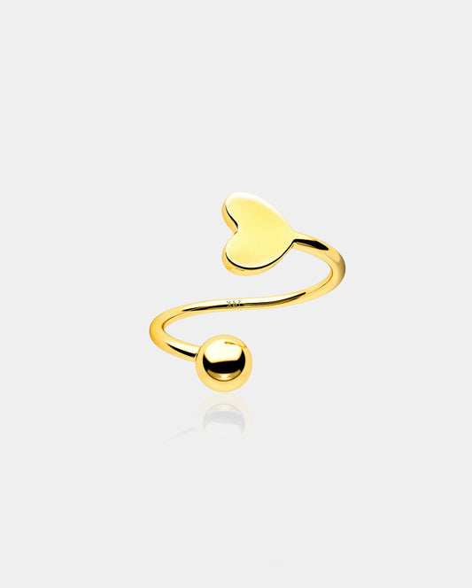 14K Gold Heart S-Shaped Cartilage Earring