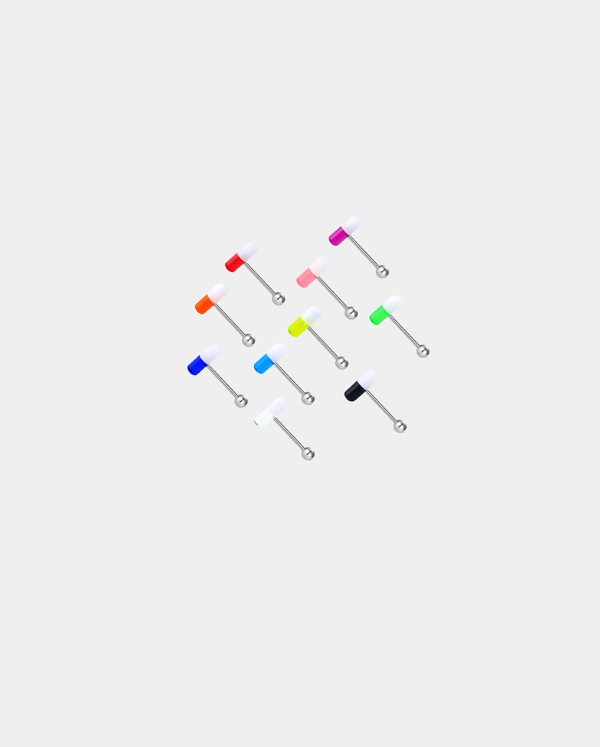 10PCS Funny Pill Acrylic Tongue Barbell Set