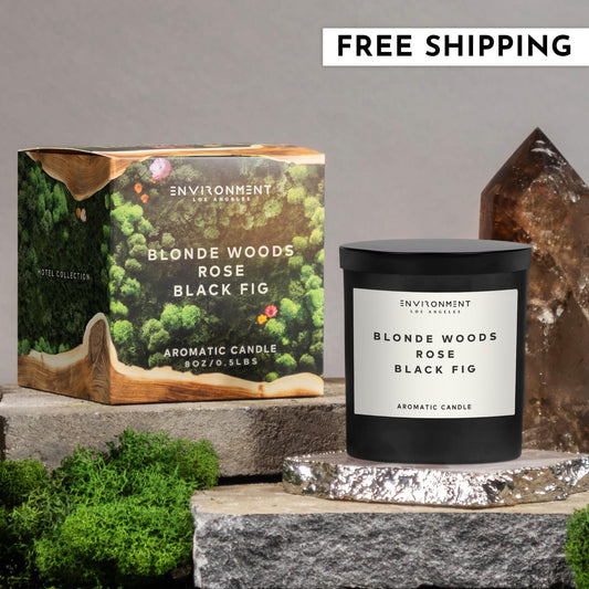 8oz Blonde Woods | Rose | Black Fig Candle with Lid and Box (Inspired by The EDITION Hotel®)
