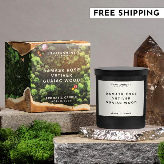 8oz Damask Rose | Vetiver | Guaiac Wood Candle with Lid and Box (Inspired by Le Labo Rose 31® and Fairmont Hotel®)