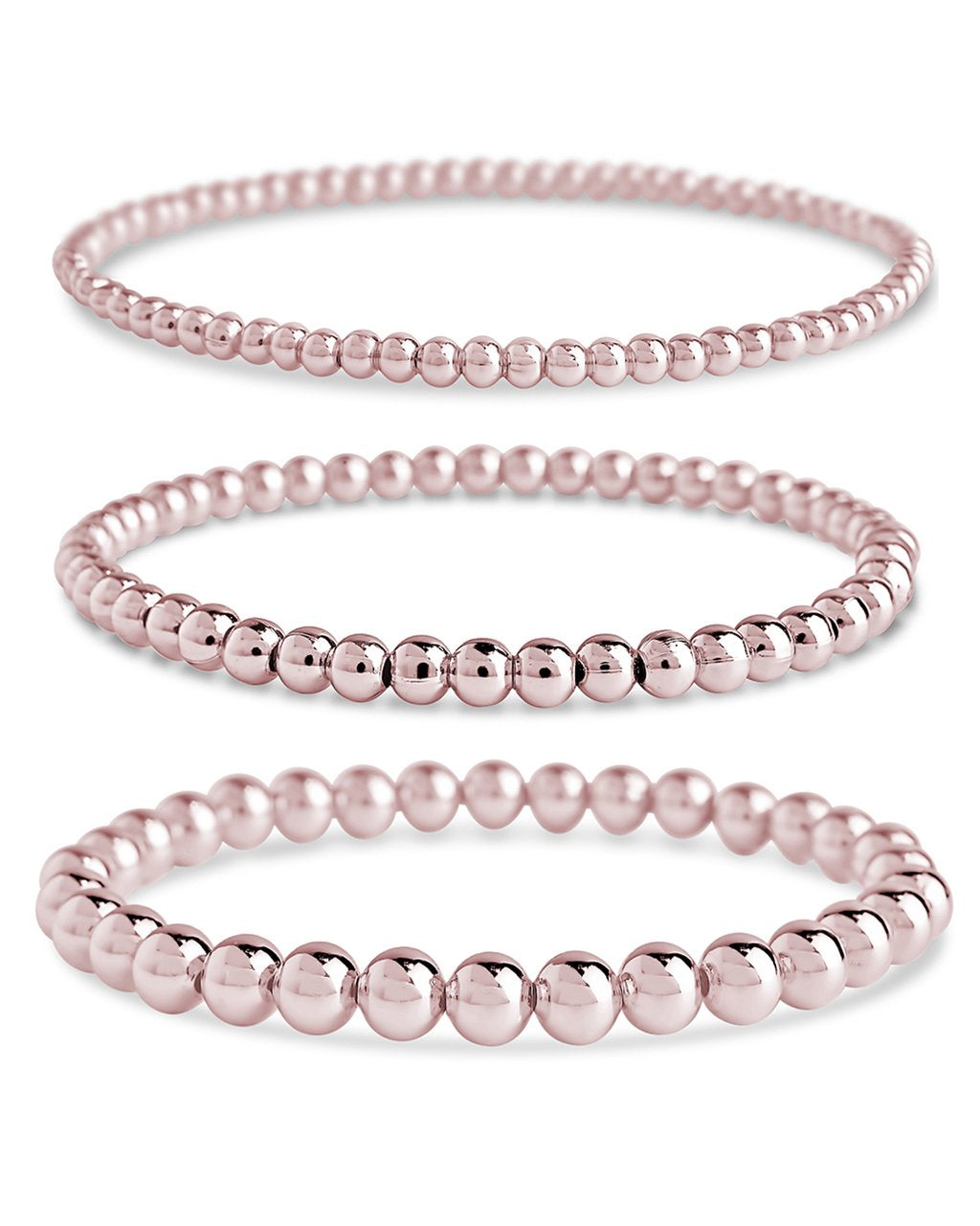 Sterling Silver Beaded Stretch Bracelet Sets