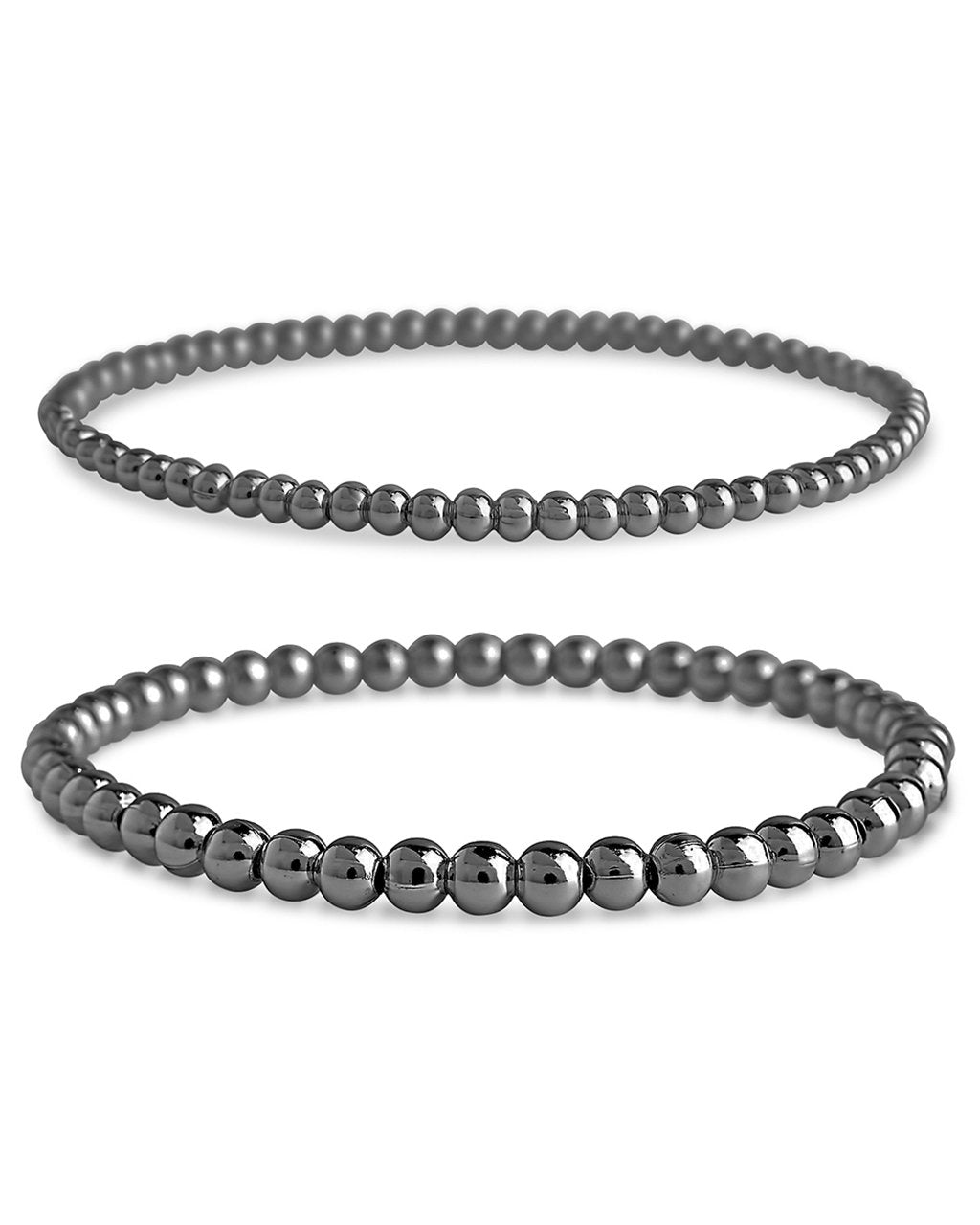 Sterling Silver Beaded Stretch Bracelet Sets