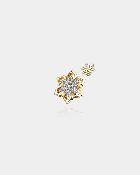 14K Gold CZ Flower Dermal Top Jewelry