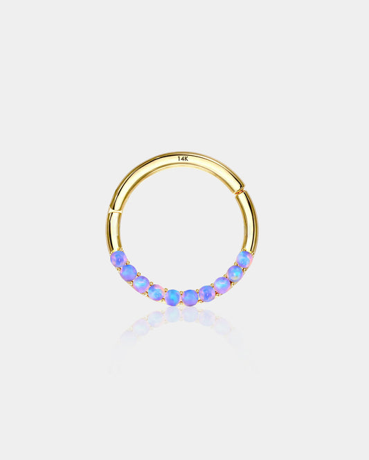 14K Gold Purple Opal Daith Earring