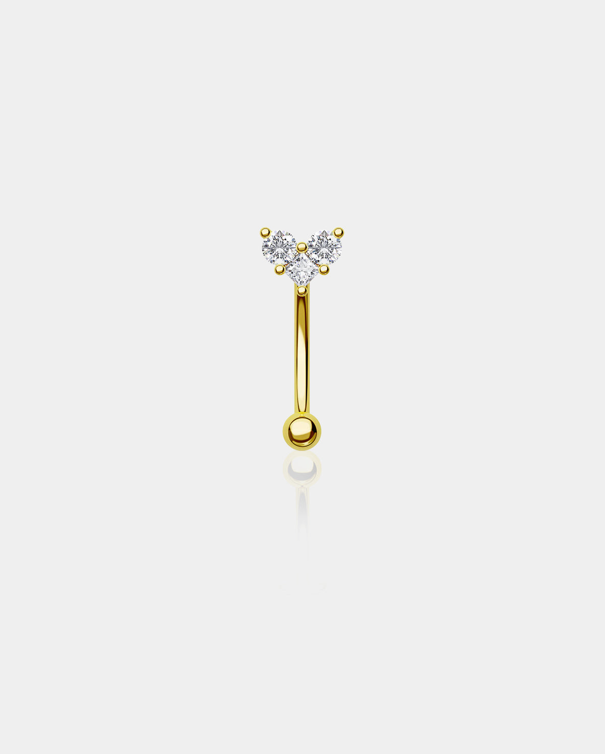 14K Gold Heart Shape CZ Rook Earring