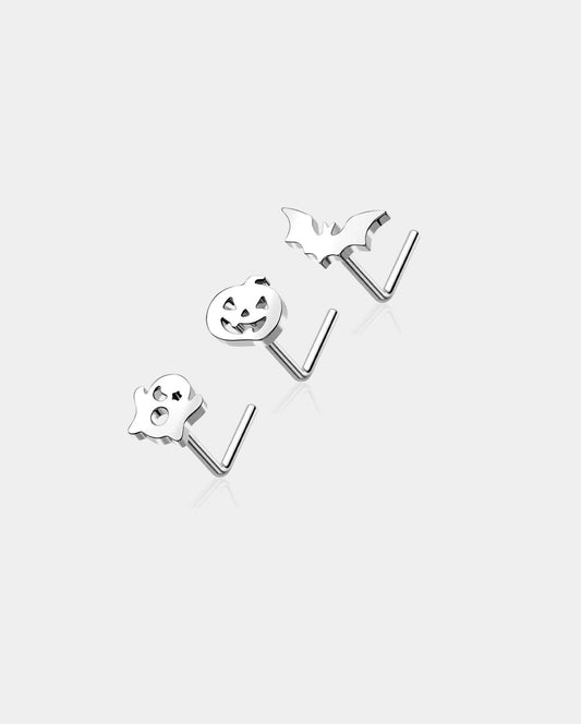 3PCS Bat/Pumpkin/Ghost Halloween Nose Stud Set
