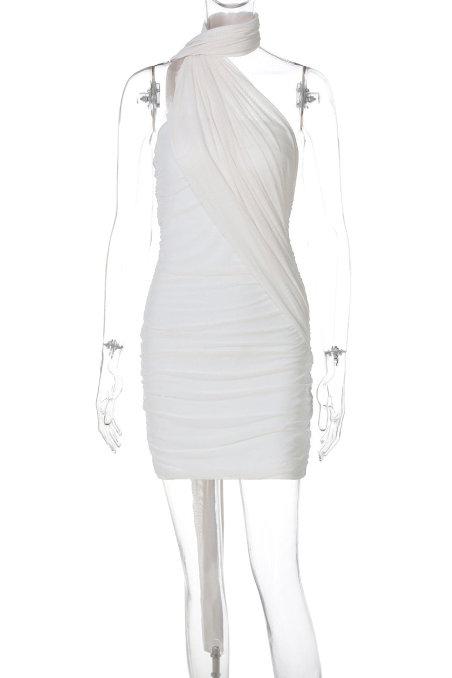 Sexy slight stretch 3 colors stitching mesh solid color mini dress