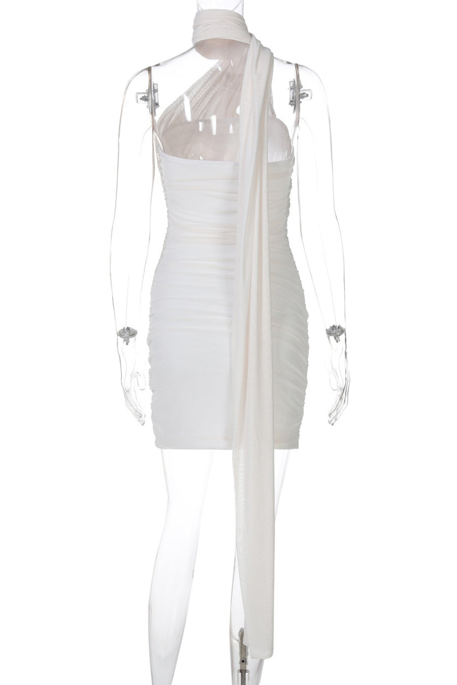 Sexy slight stretch 3 colors stitching mesh solid color mini dress