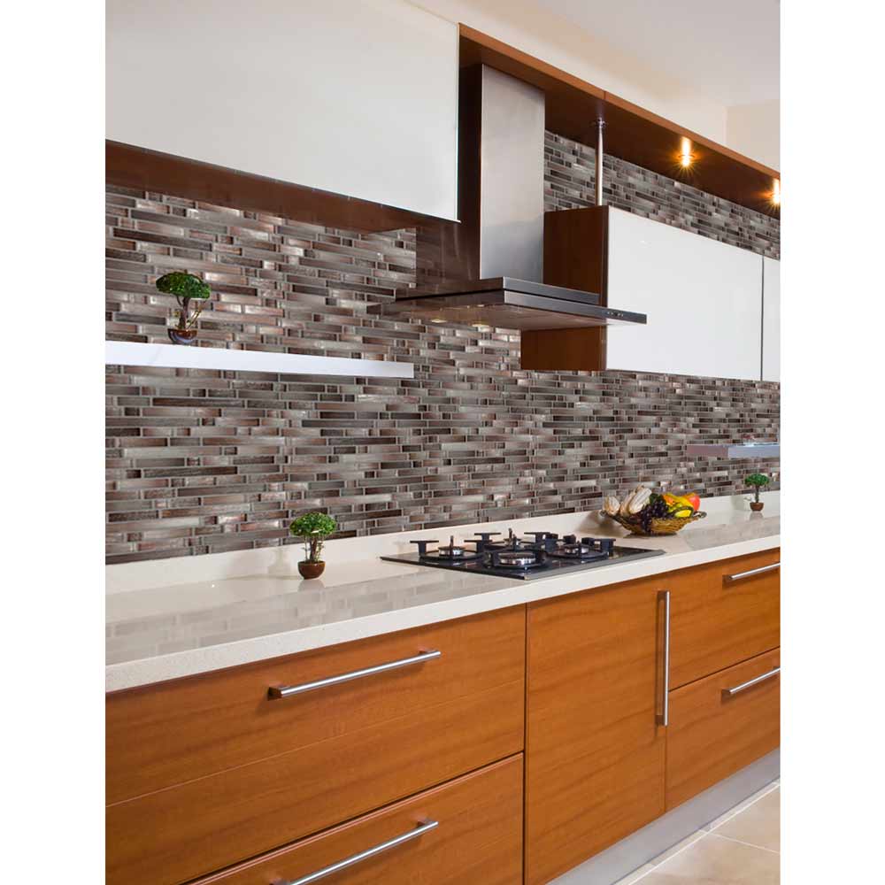 Akaya Copper Interlocking 11.75" x 12" Glass Mesh-Mounted Mosaic Tile Pattern-MSI Collection