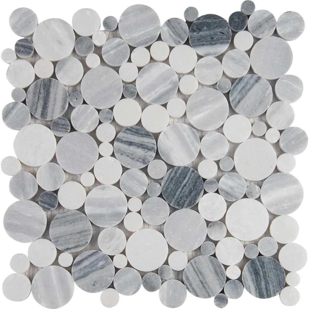 Alaska Gray River Stone 12" x 12" Polished Marble Mesh-Mounted Mosaic Tile Pattern-MSI Collection