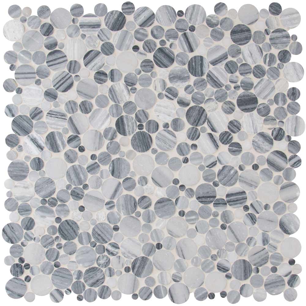 Alaska Gray River Stone 12" x 12" Polished Marble Mesh-Mounted Mosaic Tile Pattern-MSI Collection