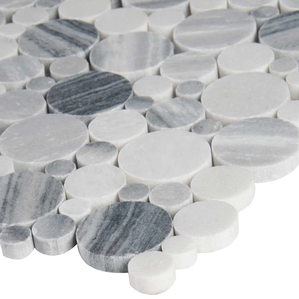 Alaska Gray River Stone 12" x 12" Polished Marble Mesh-Mounted Mosaic Tile Pattern-MSI Collection