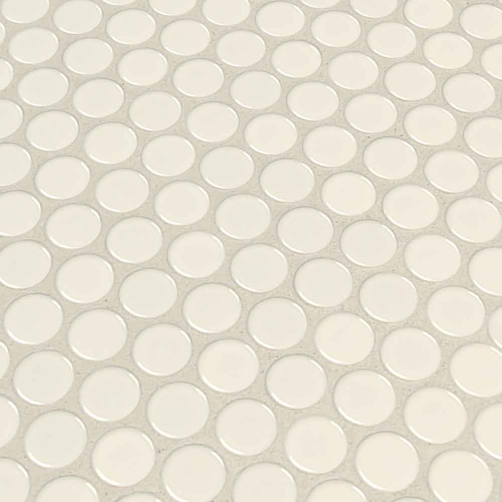 Almond Penny Round 11.57"x12.4" Glossy Porcelain Mesh-Mounted Mosaic Tile - MSI Collection