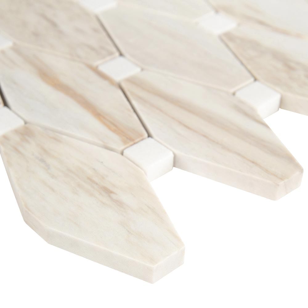 Angora Elongated Octagon 11.81" x 13.4" Polished Marble Mesh-Mounted Mosaic Tile Pattern-MSI Collection