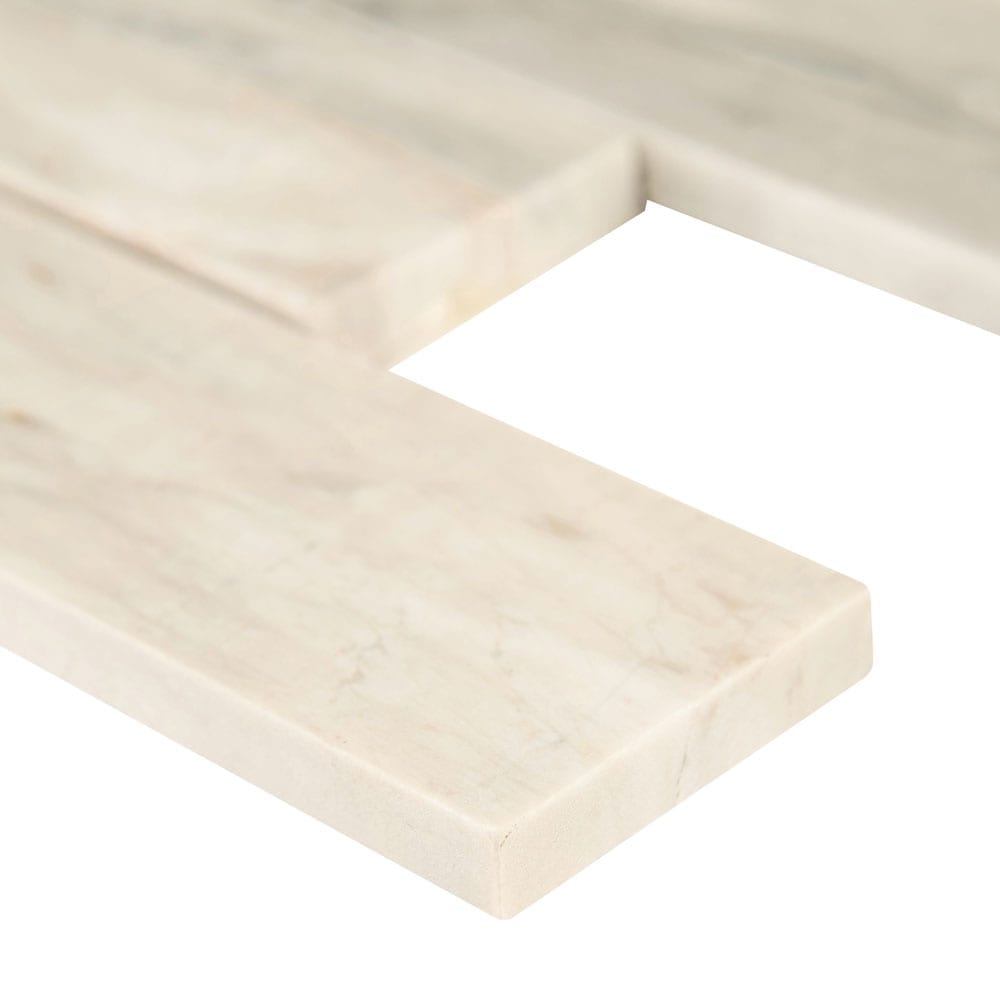 Angora Subway 11.81"x11.81" Polished Marble Mesh-Mounted Mosaic Tile 2"x6" - MSI Collection