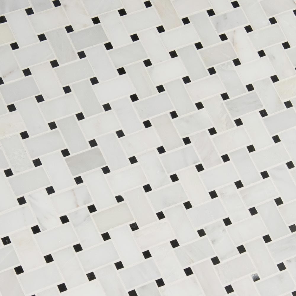 Arabescato Carrara Basket Weave 12" x 12" Honed Marble Mesh-Mounted Mosaic Tile Pattern-MSI Collection