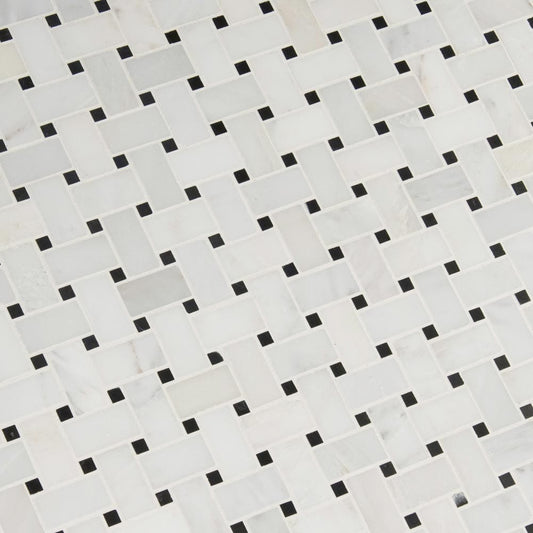 Arabescato Carrara Basket Weave 12" x 12" Honed Marble Mesh-Mounted Mosaic Tile Pattern-MSI Collection