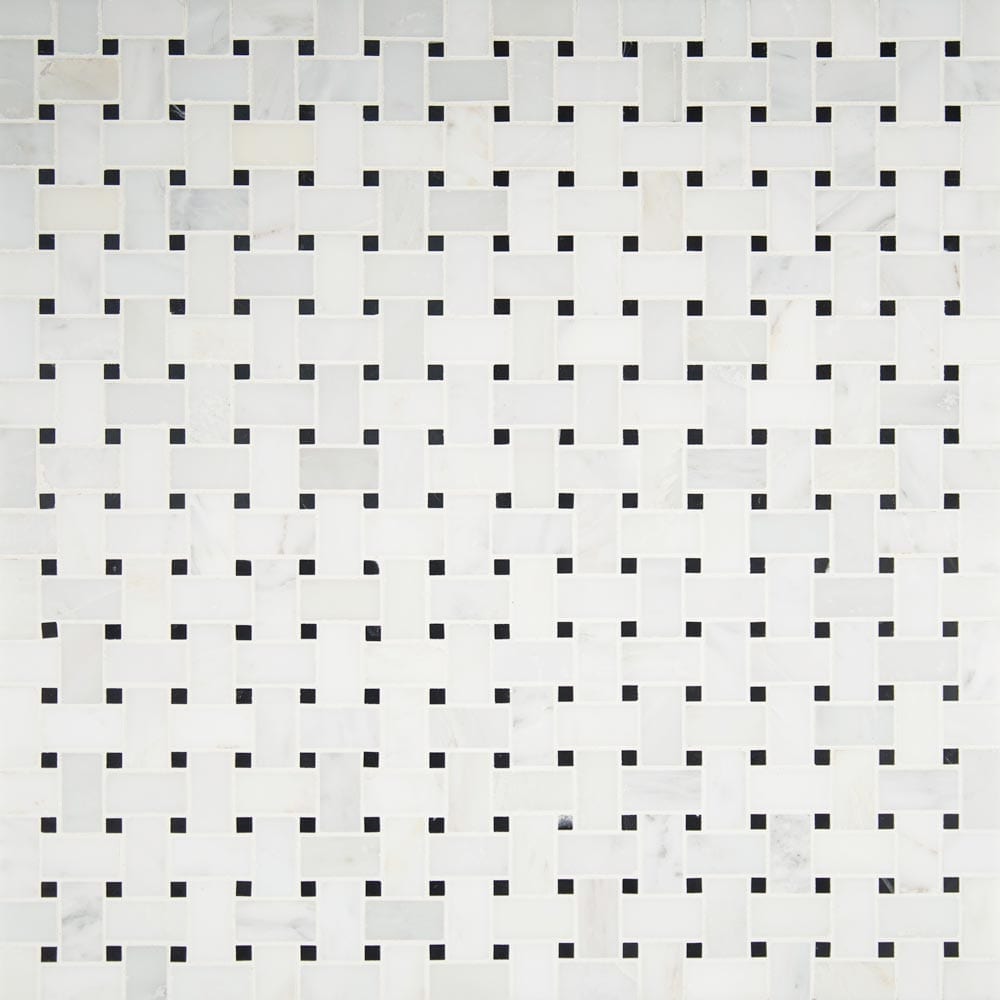 Arabescato Carrara Basket Weave 12" x 12" Honed Marble Mesh-Mounted Mosaic Tile Pattern-MSI Collection