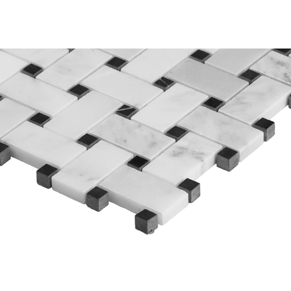 Arabescato Carrara Basket Weave 12" x 12" Honed Marble Mesh-Mounted Mosaic Tile Pattern-MSI Collection